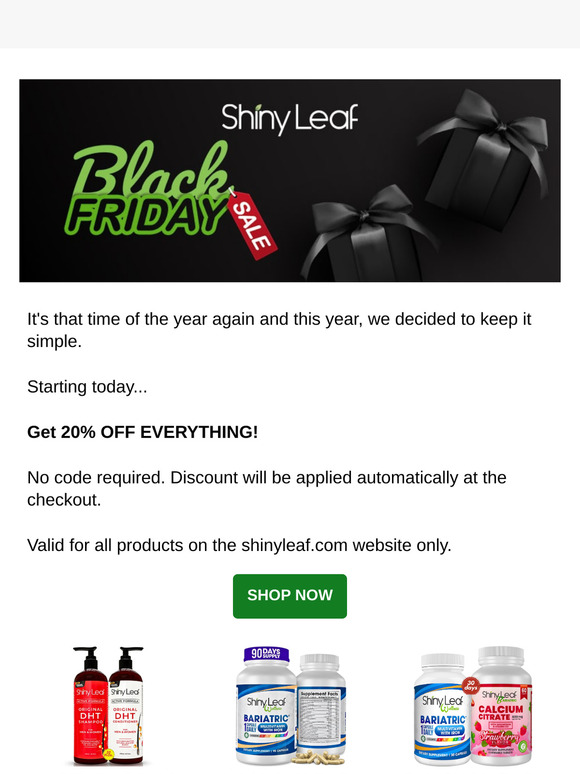 Black Friday at Shiny Leaf Starts.....NOW!