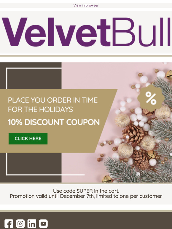 VelvetBull - 10% Discount Coupon 🎄