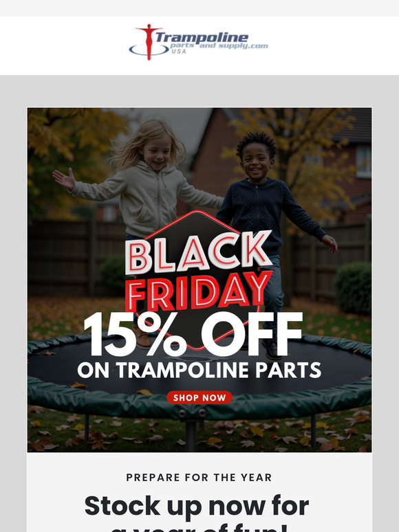 —, 15% Off Trampoline Parts This Weekend!!