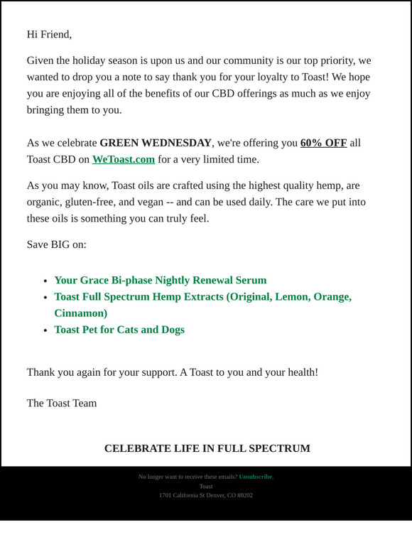 A quick note from Toast…