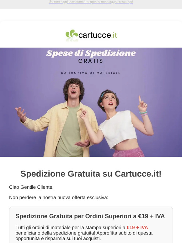 ULTIMO GIORNO: Spedizione Gratuita da €19 su cartucce.it❗
