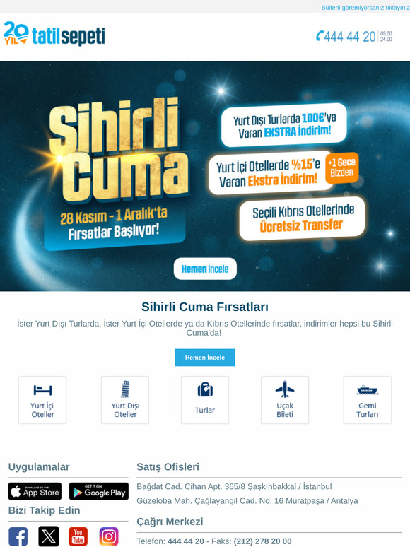 ✨ Sihirli Cuma Bu Gece Başlıyorrr! Oteller & Turlardaki Fırsatları Kaçırmamak İçin Takipte Kal!