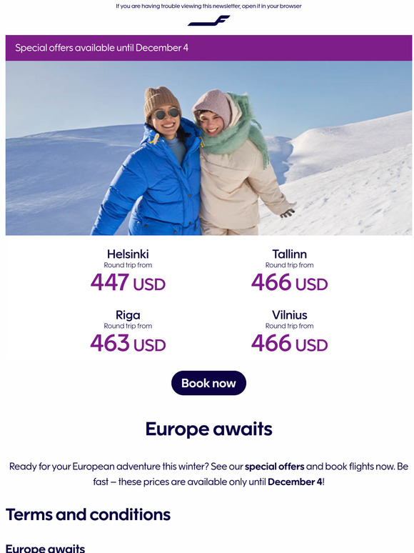 Special flight offers to Europe – book now
