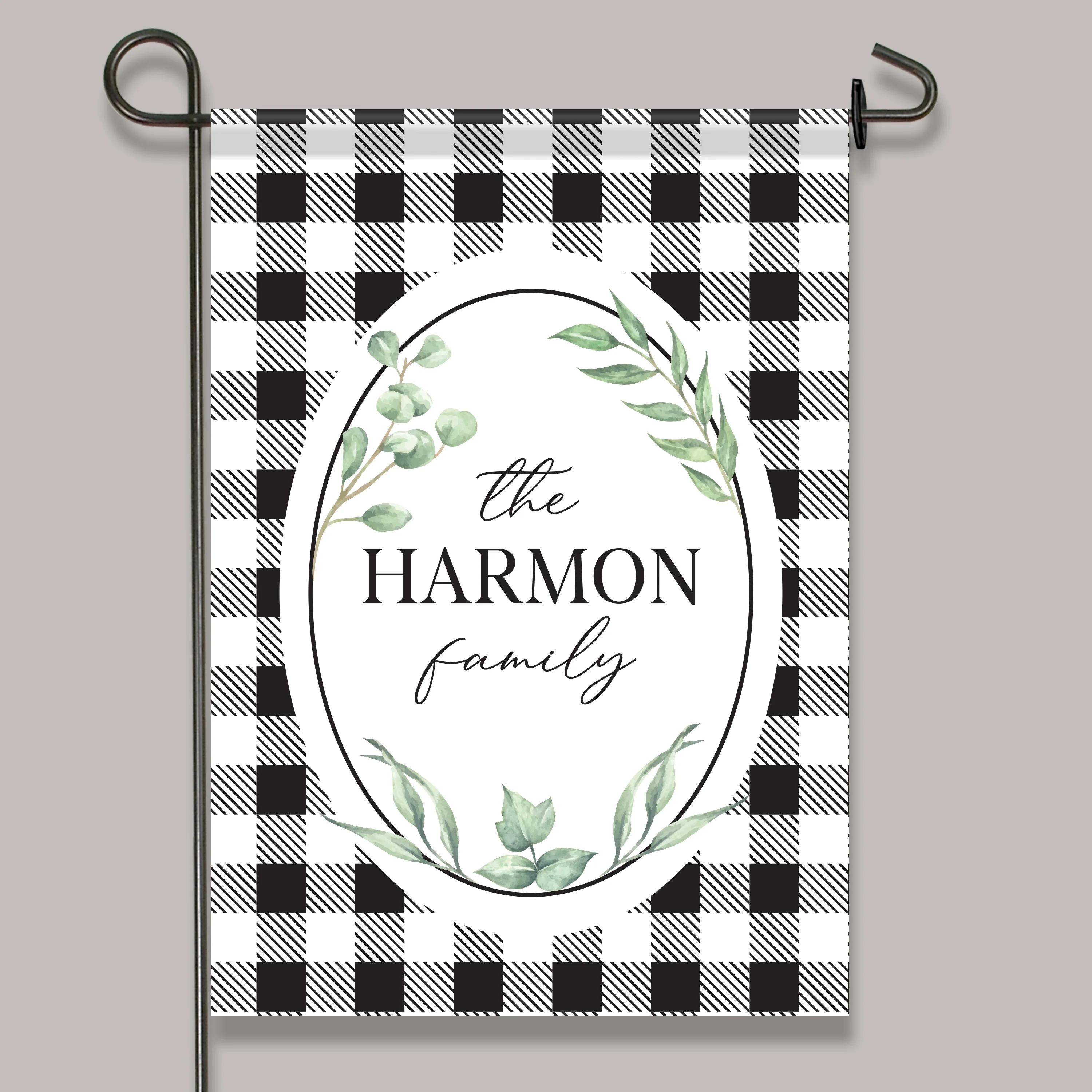 Personalized Buffalo Plaid Garden Flag