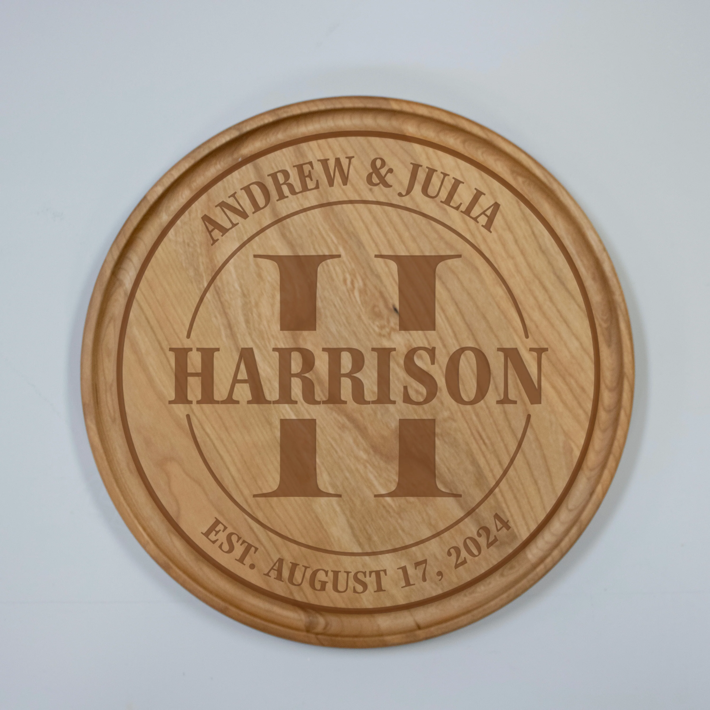 Engraved Monogram Round Cutting Board