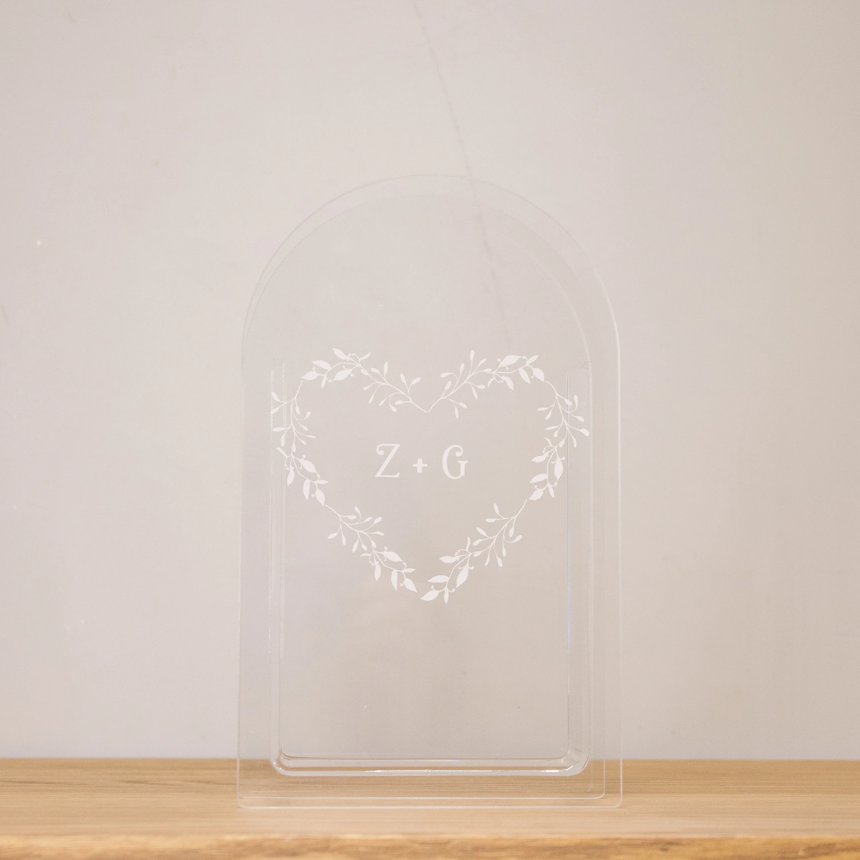 Personalized Heart Initials Acrylic Vase