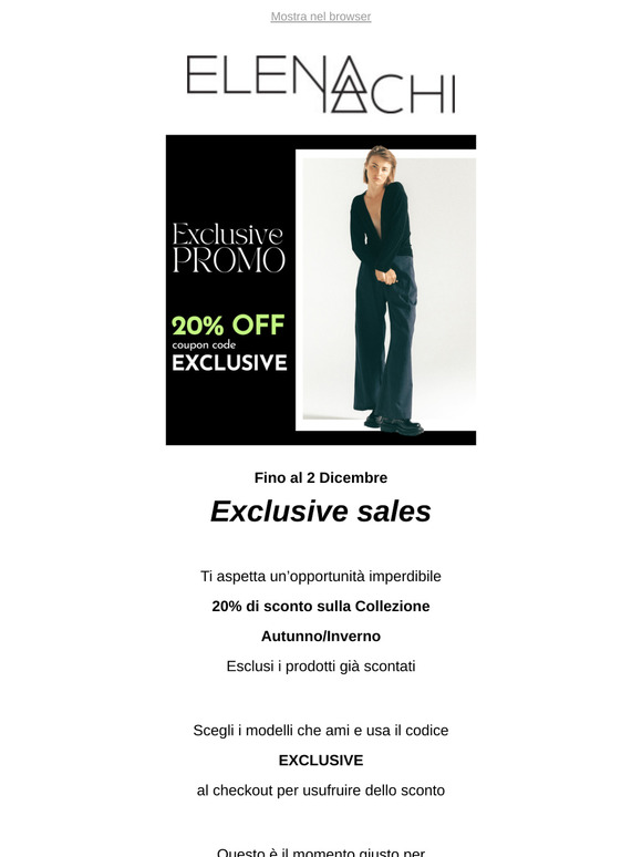 EXCLUSIVE Sales | 20% OFF sulla Collezione FW 24/25