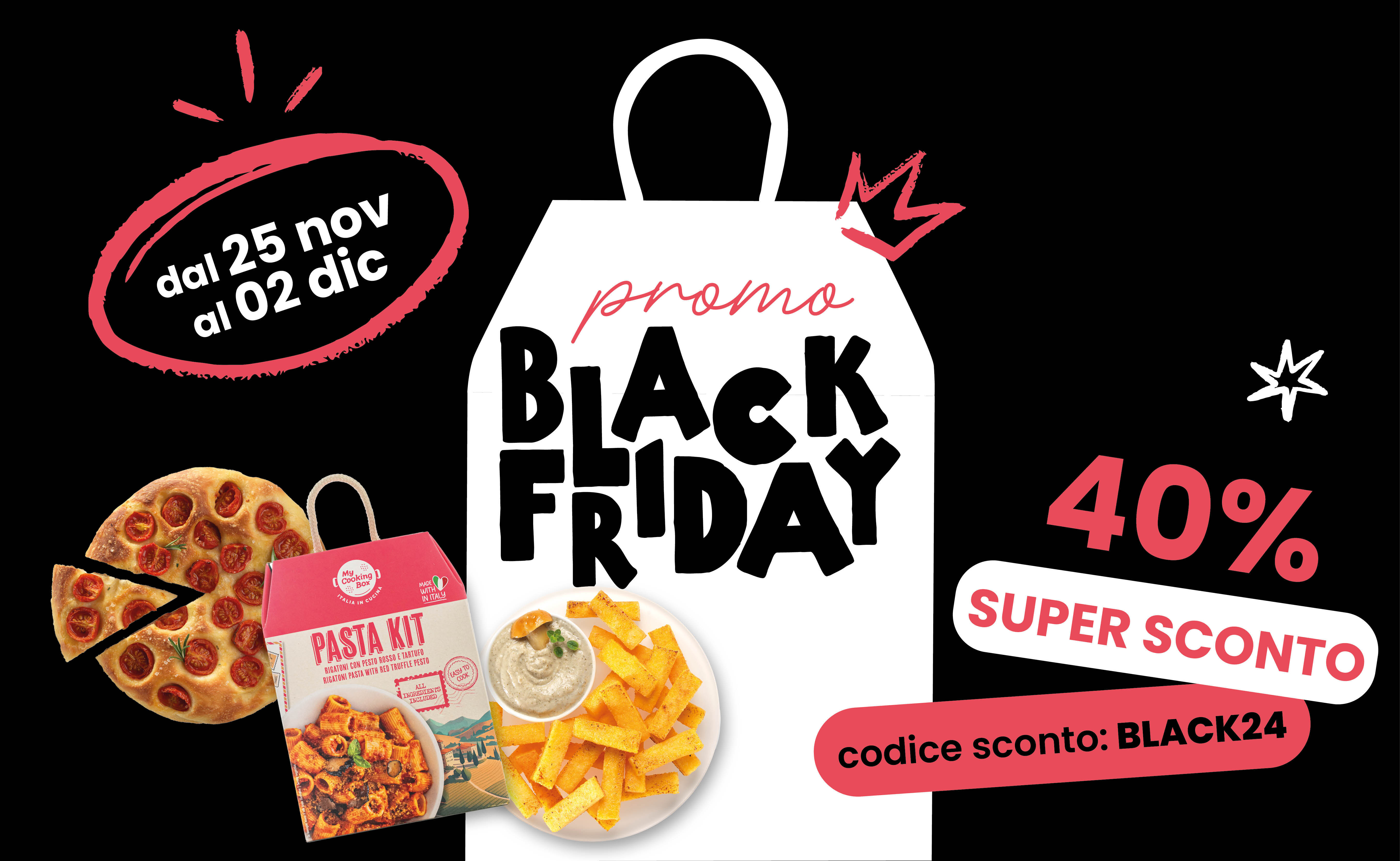 Black Friday con 40% di sconto con codice BLACK24