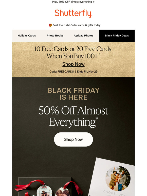 Shutterfly Snag your FREE holiday cards for Black Friday! Milled