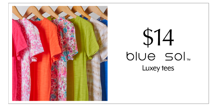 $14 blue sol luxey tees