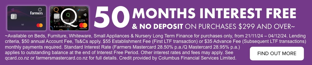 50 months interest free & no deposit on purchases $299 and over~