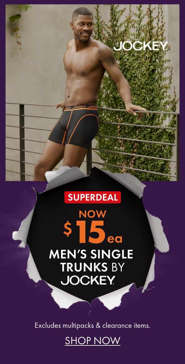 SUPERDEAL Men's Single Trunks by Jockey Now $15 each