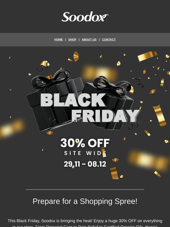 Get 30% off SITE WIDE on Soodox Black Friday Sale!