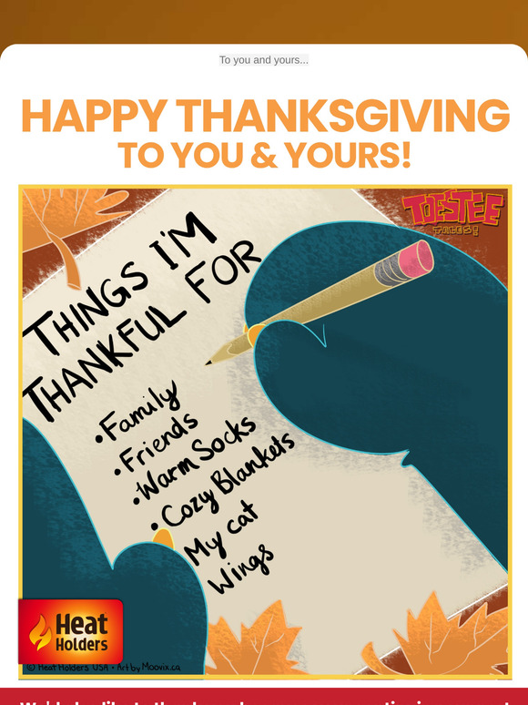 Happy Thanksgiving from all of us to your and yours, .
