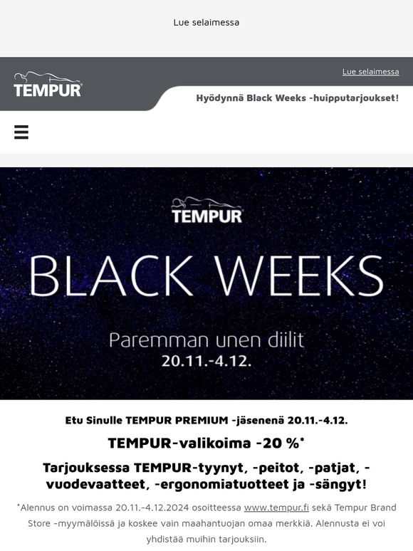 TEMPUR-patjat -20 % 😍 | Paremman unen diilit voimassa vielä 4.12. asti 🖤
