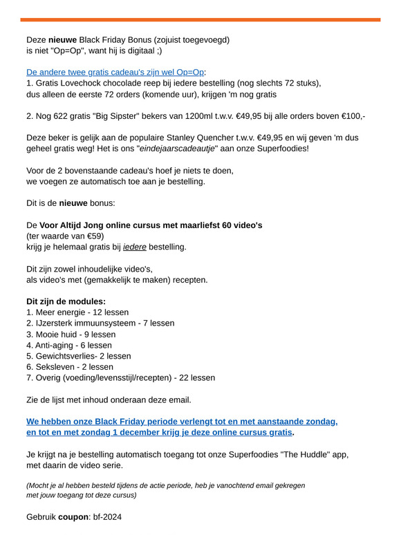 Nieuwe Black Friday Bonus toegevoegd bij iedere bestelling