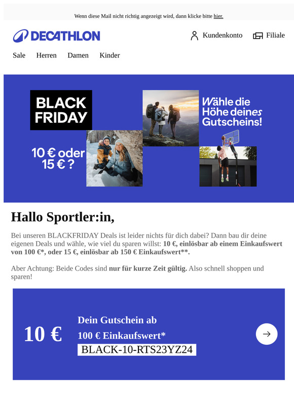 10 € oder 15 € Gutschein? Du kannst wählen!