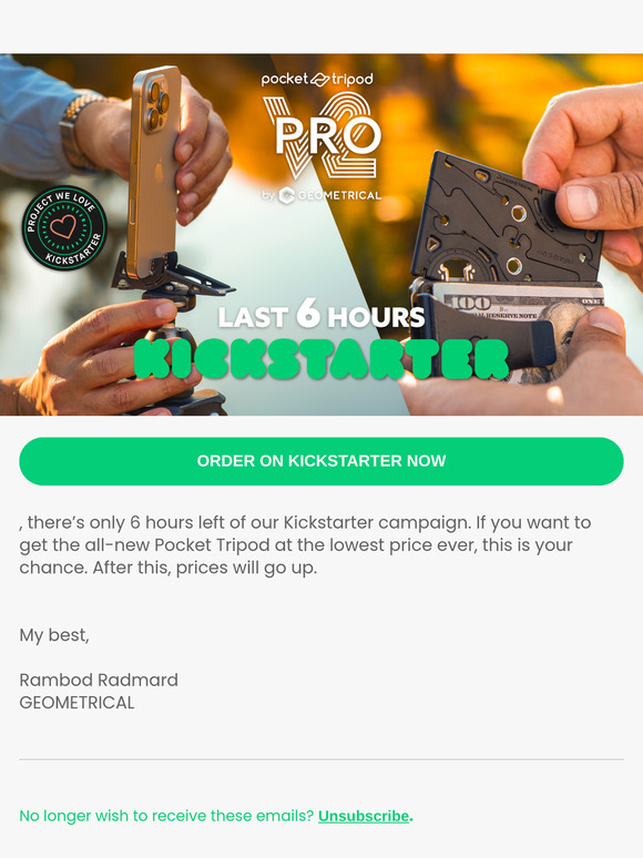 , last 6 hours of Kickstarter for the PROv2 😎