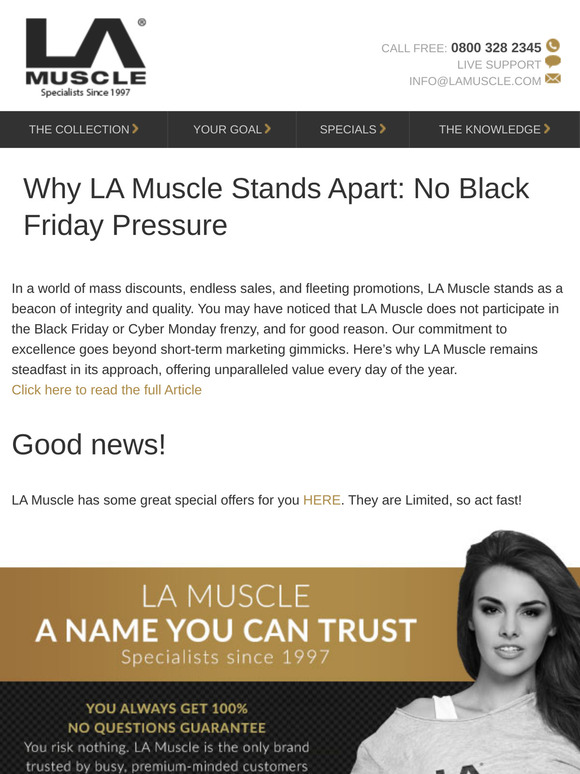 Read this important Black Friday message from LA Muscle