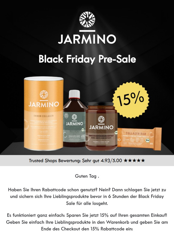 15% Black Friday Sale - Sparen und gesund bleiben!