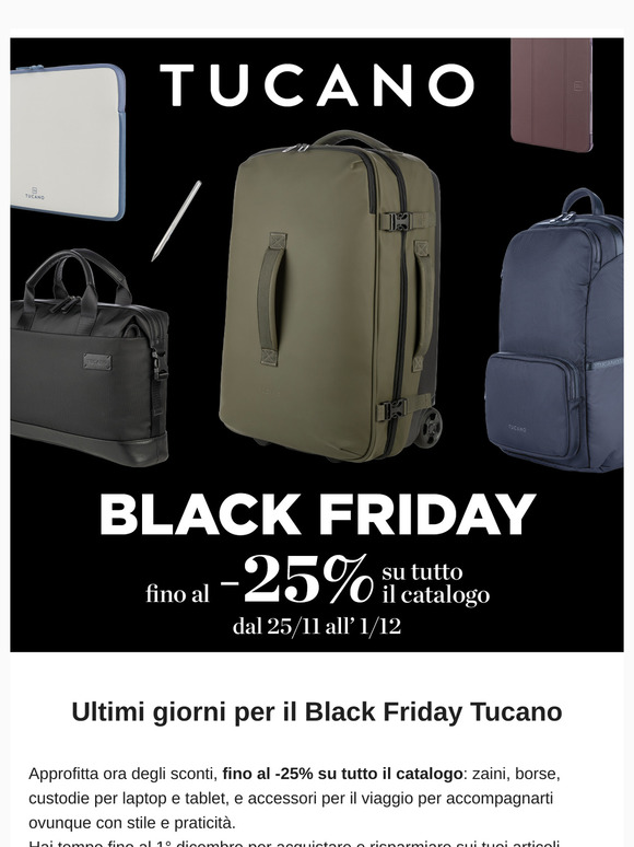 Ultimi giorni per il Black Friday Tucano, sconti fino al -25%