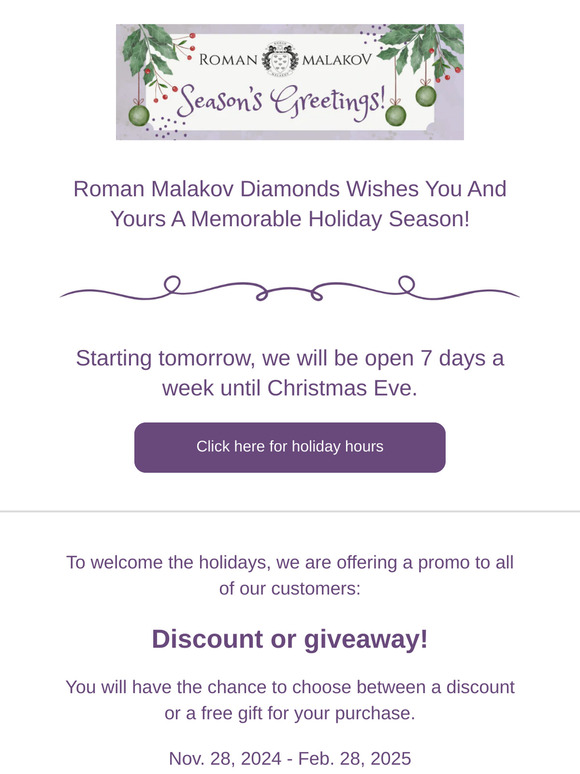 Holiday Hours, Discounts & Giveaways!