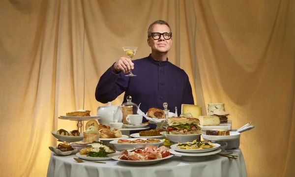 Jeremy Lee, photographed with all the food he eats in a day