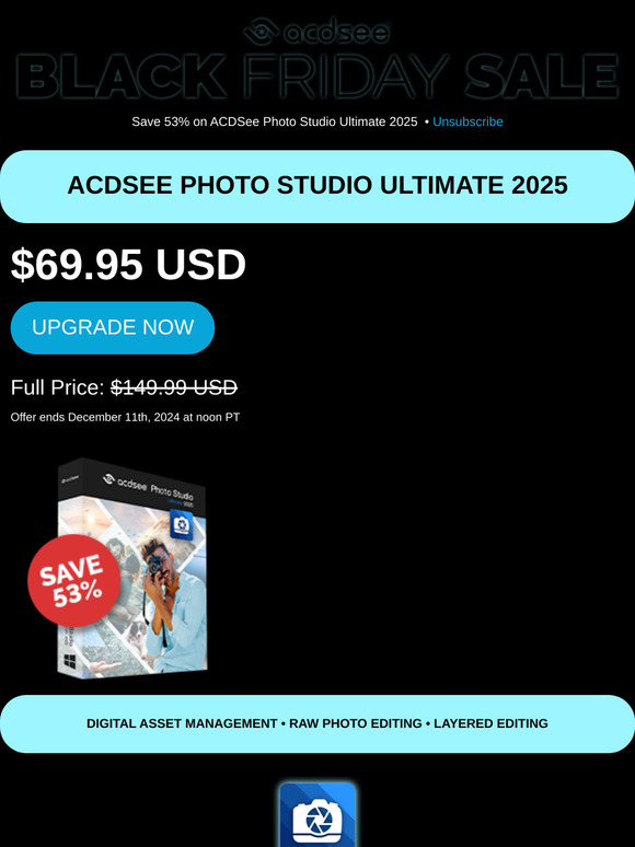 🚨 Black Friday is here: 53% off ACDSee Ultimate 2025!