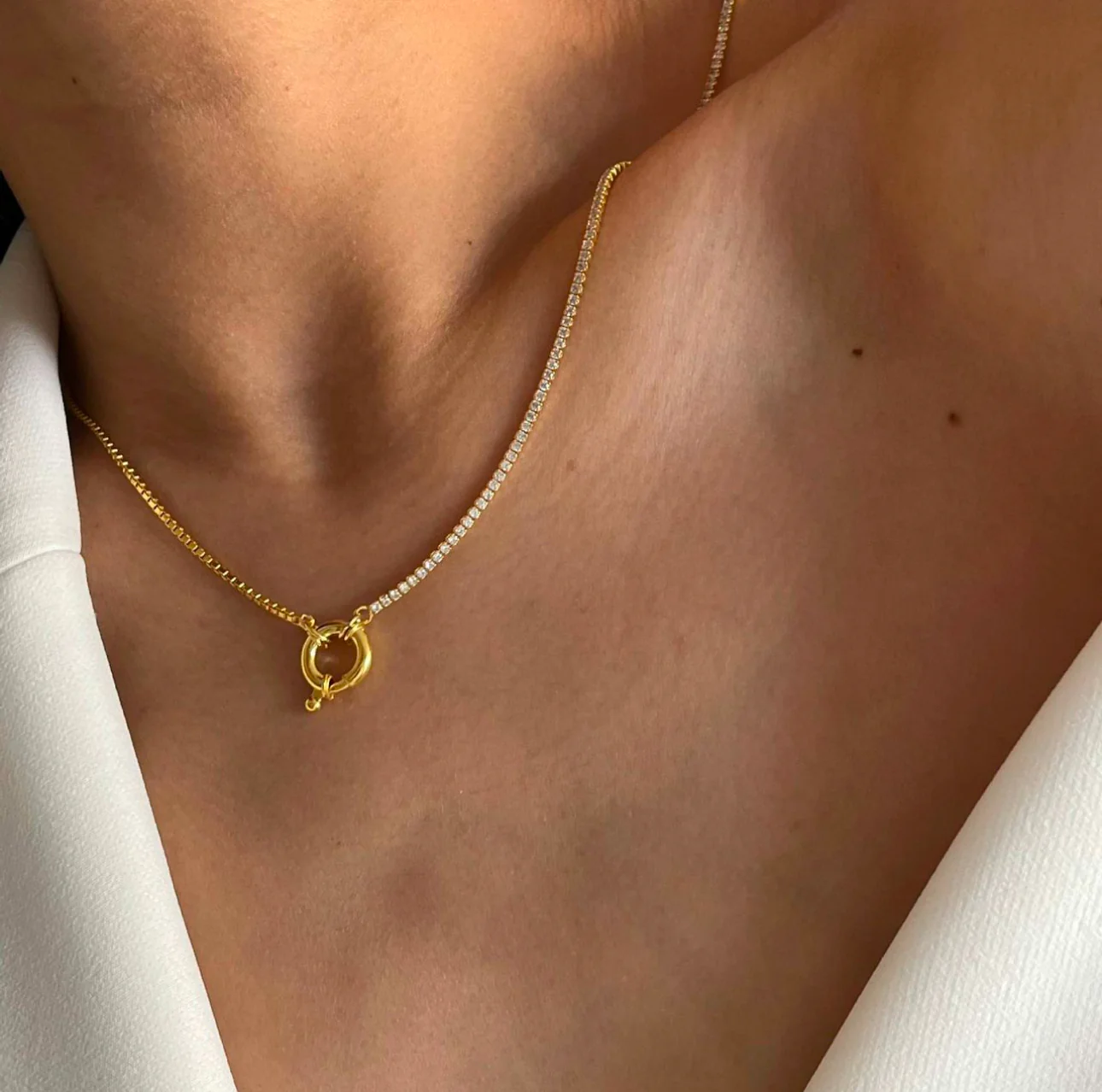 Image of Claudine Luxe 18k Gold Plated Minimalist Gold Ring Necklace