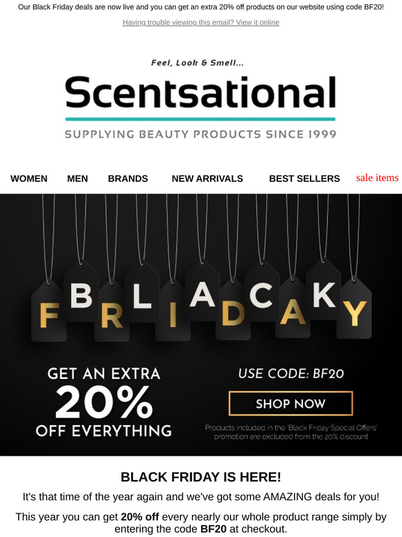 GET 20% OFF EVERYTHING! Black Friday Has Arrived!
