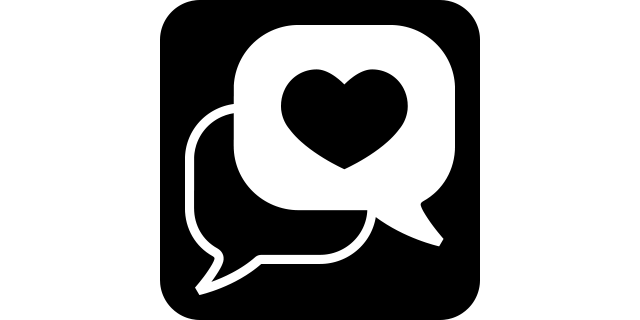 Speech bubble icons with hearts in