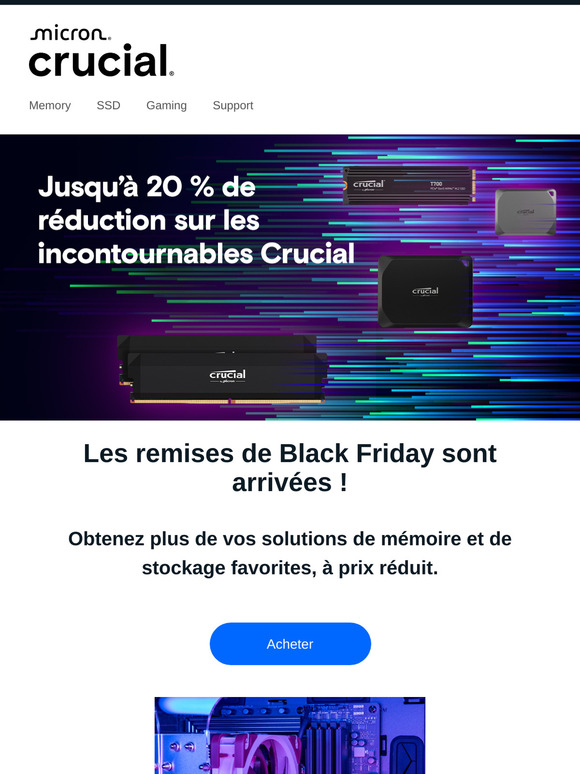 Jusqu’à 20 % de réduction sur les incontournables Crucial