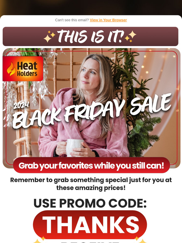Last day for 20% off sitewide Black Friday savings, .