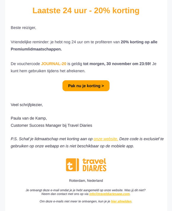 Laatste 24 uur! 20% korting eindigt morgen ⌛