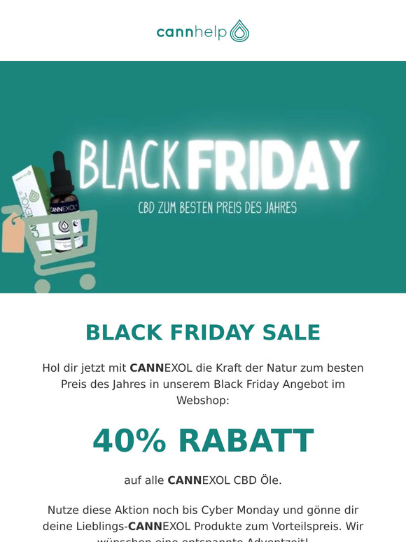 40% Rabatt auf CANNEXOL CBD zum Black Friday 🖤