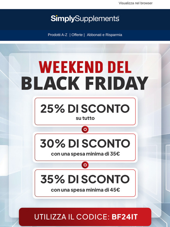 Fino al 35% di sconto su tutto per il Black Friday!