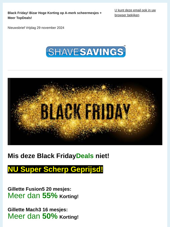 >>SUPER BlackFridayDeals!<< o.a. Gillette Fusion5 en Mach3 mesjes meer dan 50% KORTING! + meer TOP AANBIEDINGEN!
