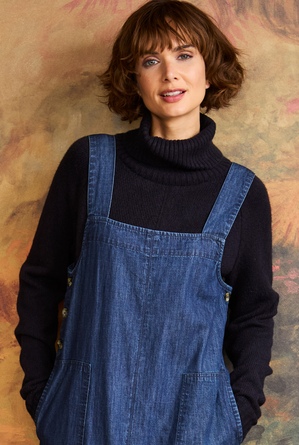 Rib Detail Turtle Neck Jumper in Eclipse