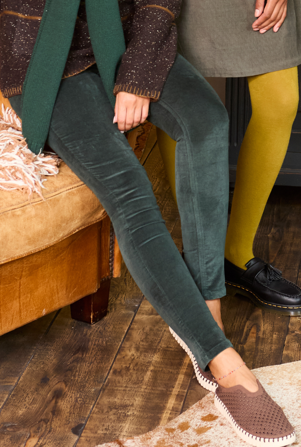 Moleskin Jeggings in Forest Green