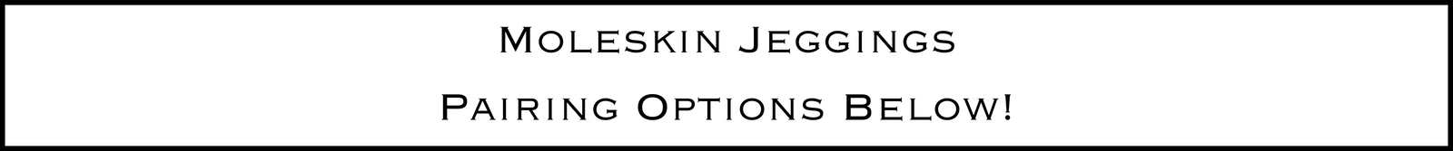 Moleskin Jeggings Pairing Options Below!