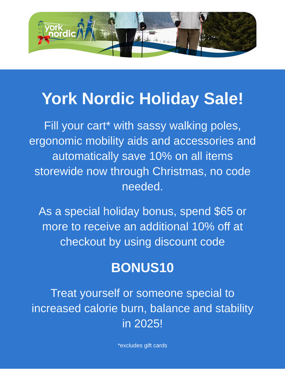 York Nordic Holiday Savings - 10% Site Wide Sale & Special Bonus Discount