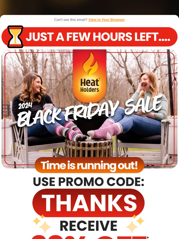 Just a few hours left for 20% off sitewide Black Friday savings, .