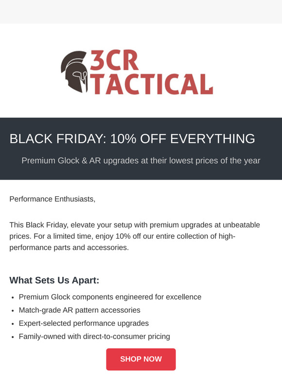 🎯 BLACK FRIDAY: 10% Off Everything at 3CR Tactical