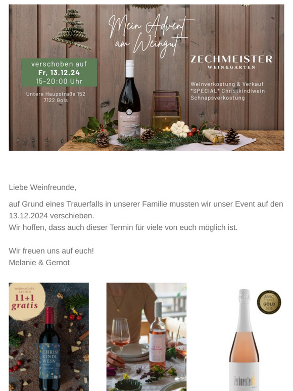 Terminverschiebung - Mein Advent am Weingut