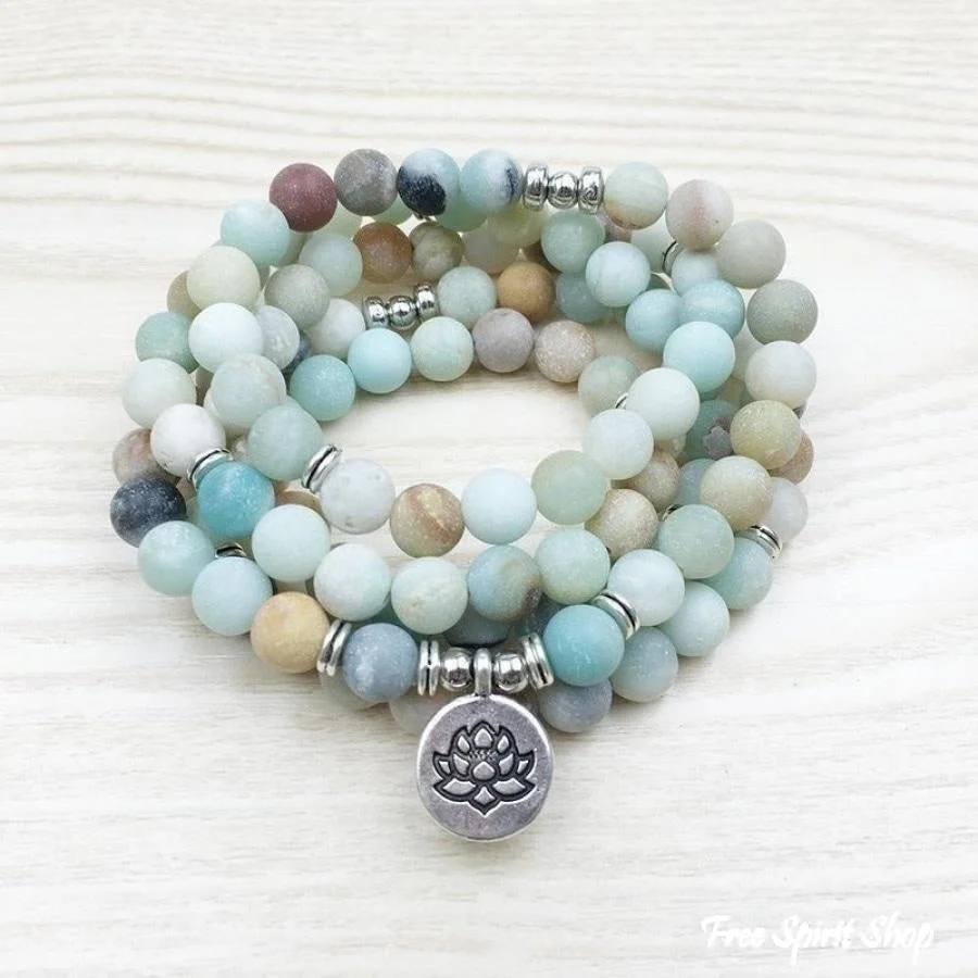 108 Natural Matte Amazonite Stone Mala Prayer Beads