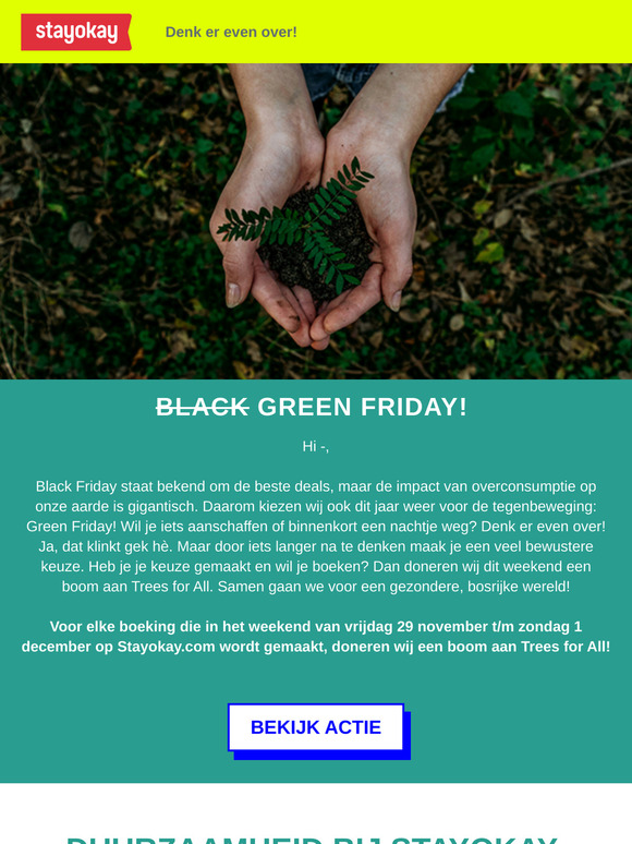 Green friday: wij doneren een boom per boeking aan Trees for All 🌳