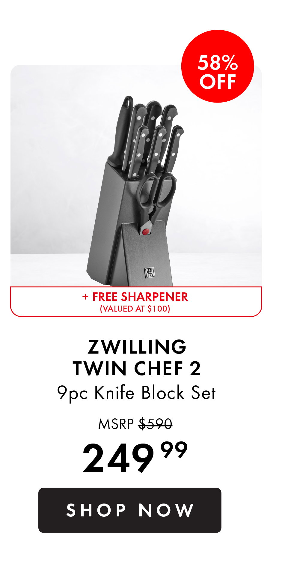 ZWILLING Twin Chef 2 9pc  Knife Block Set