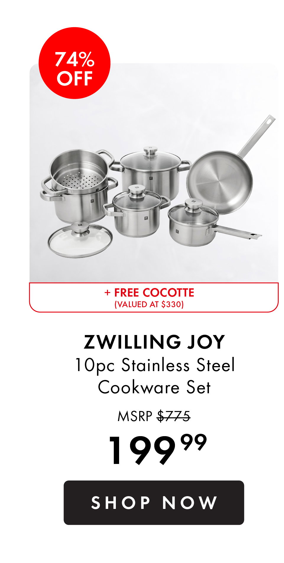 ZWILLING Joy 10pc Stainless Steel Cookware Set
