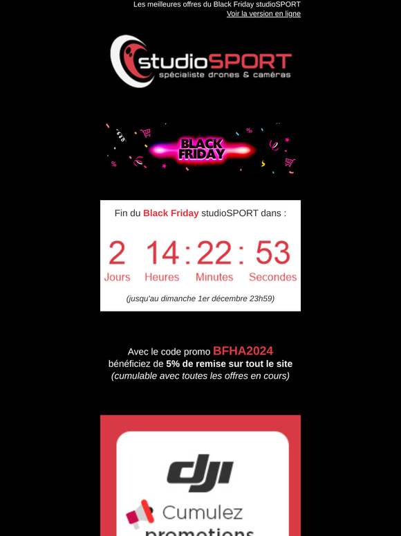 BLACK FRIDAY studioSPORT📢 les promos les plus extrêmes pour les dernières heures