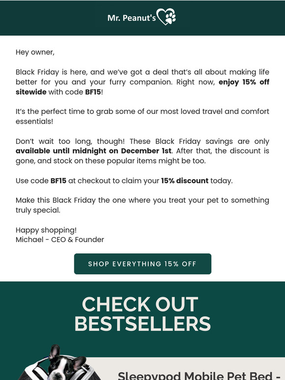Black Friday is Here: Treat Your Pet and Save 15%!